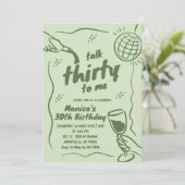 Retro Green Disco Talk 30e verjaardag Kaart (Staand voorkant)