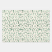 Retro Green Doodle Christmas Wrapping Paper (Voorkant 3)