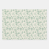 Retro Green Doodle Christmas Wrapping Paper (Voorkant 2)
