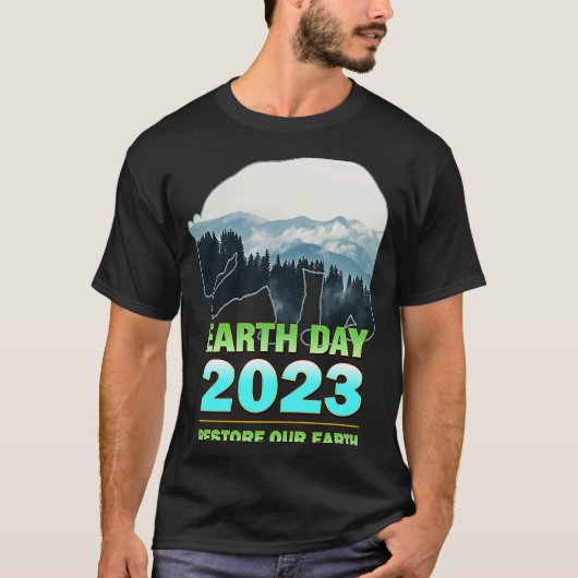 Retro Green Eco Friendly Earth Day 2023 T-shirt (Voorkant)