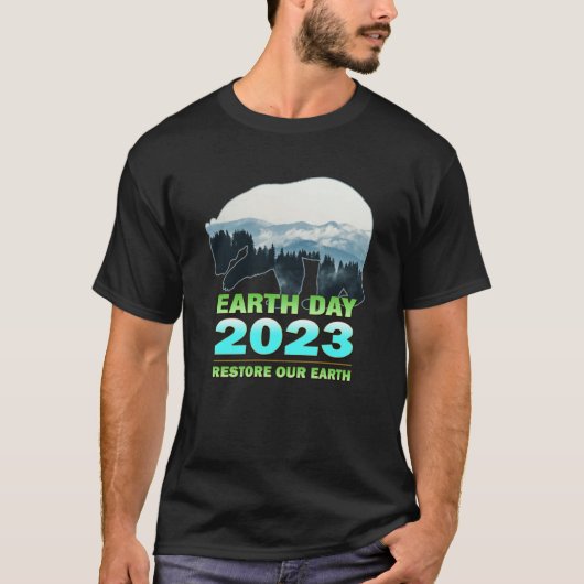 Retro Green Eco Friendly Earth Day 2023 T-shirt (Voorkant)