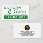 Retro Green Electric Power Plug Visitekaartje (Voorkant / Achterkant)