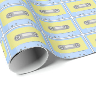 Retro Green en Blue Cassettebandje Pattern Cadeaupapier