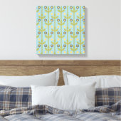Retro Green en Blue Cute Folksy Floral Pattern Canvas Afdruk (Insitu (Slaapkamer))