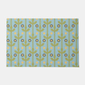 Retro Green en Blue Cute Folksy Floral Pattern Deurmat (Voorkant)