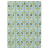 Retro Green en Blue Cute Folksy Floral Pattern Klembord (Achterkant)