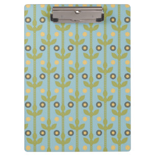 Retro Green en Blue Cute Folksy Floral Pattern Klembord
