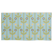 Retro Green en Blue Cute Folksy Floral Pattern Kussensloop (Voorkant-Links)