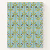 Retro Green en Blue Cute Folksy Floral Pattern Notitieboek (Achterkant)