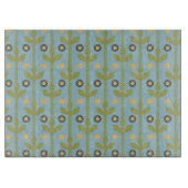 Retro Green en Blue Cute Folksy Floral Pattern Snijplank (Voorkant)