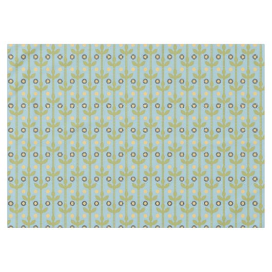 Retro Green en Blue Cute Folksy Floral Pattern Tafelkleed (Voorkant (Horizontaal))