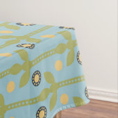 Retro Green en Blue Cute Folksy Floral Pattern Tafelkleed (Voorbeeld)