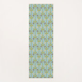 Retro Green en Blue Cute Folksy Floral Pattern Yogamat (Voorkant)