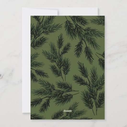 Retro Green en Cream Arch met Pine Branch Foto Feestdagenkaart (Achterkant)