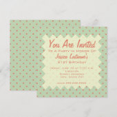 Retro Green en Melon Dot Invitation Kaart (Voorkant / Achterkant)