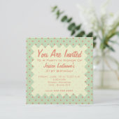 Retro Green en Melon Dot Invitation Kaart (Staand voorkant)