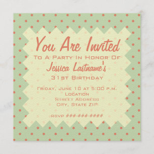 Retro Green en Melon Dot Invitation Kaart
