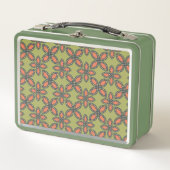 Retro Green en Oranje Abstract Floral Pattern (Voorkant)