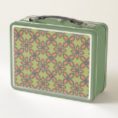 Retro Green en Oranje Abstract Floral Pattern (Achterkant)