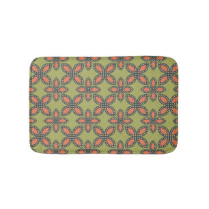 Retro Green en Oranje Abstract Floral Pattern Badmat