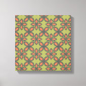 Retro Green en Oranje Abstract Floral Pattern Canvas Afdruk (Voorkant)