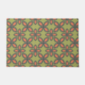 Retro Green en Oranje Abstract Floral Pattern Deurmat (Voorkant)