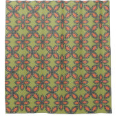 Retro Green en Oranje Abstract Floral Pattern Douchegordijn (Voorkant)