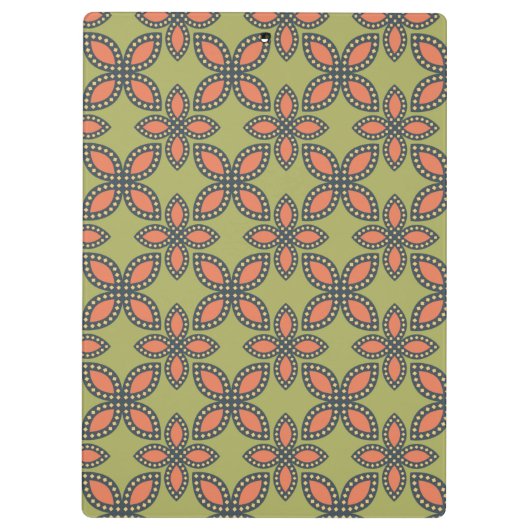 Retro Green en Oranje Abstract Floral Pattern Klembord (Achterkant)