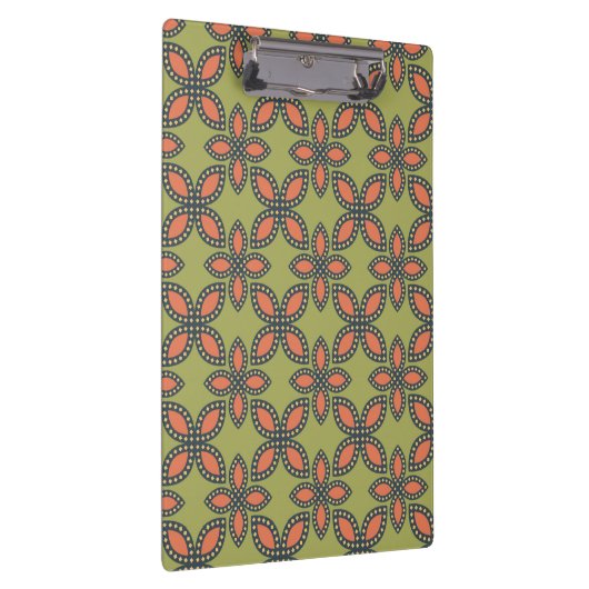 Retro Green en Oranje Abstract Floral Pattern Klembord (Rechts)