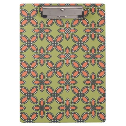 Retro Green en Oranje Abstract Floral Pattern Klembord (Voorkant)