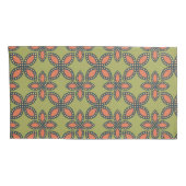 Retro Green en Oranje Abstract Floral Pattern Kussensloop (Achterkant-Rechts)