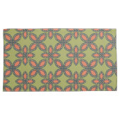 Retro Green en Oranje Abstract Floral Pattern Kussensloop (Voorkant-Rechts)