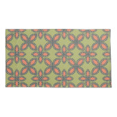 Retro Green en Oranje Abstract Floral Pattern Kussensloop (Achterkant-Links)