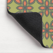 Retro Green en Oranje Abstract Floral Pattern Muismat (Hoek)