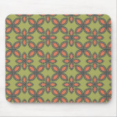 Retro Green en Oranje Abstract Floral Pattern Muismat (Voorkant)