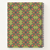 Retro Green en Oranje Abstract Floral Pattern Notitieboek (Achterkant)