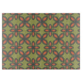 Retro Green en Oranje Abstract Floral Pattern Snijplank (Voorkant)