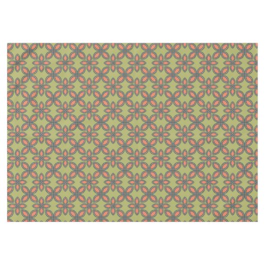 Retro Green en Oranje Abstract Floral Pattern Tafelkleed (Voorkant (Horizontaal))