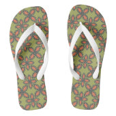 Retro Green en Oranje Abstract Floral Pattern Teenslippers (Voetbed)