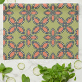 Retro Green en Oranje Abstract Floral Pattern Theedoek (Gevouwen)