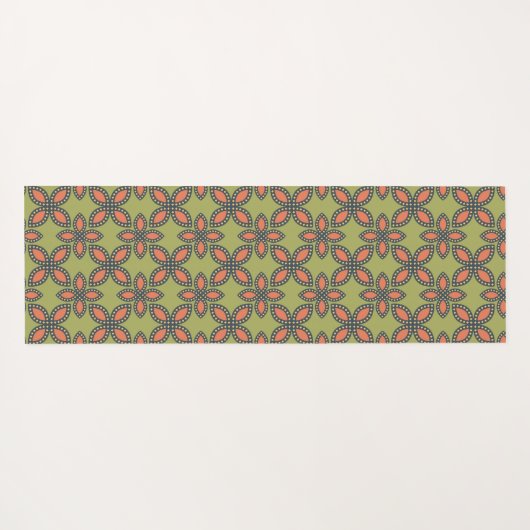 Retro Green en Oranje Abstract Floral Pattern Yogamat (Achterkant (horizontaal))