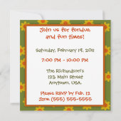 Retro Green en Oranje Daisy Fondue Party Kaart (Achterkant)