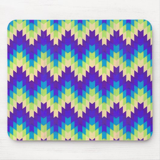 Retro Green en Paars Wacky Geometric Pattern Muismat (Voorkant)