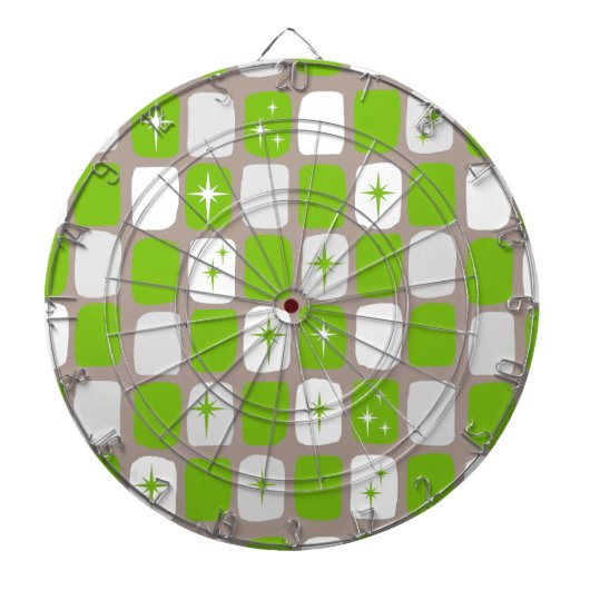 Retro Green en White Starbursts Dartboard Dartbord (Voorkant)
