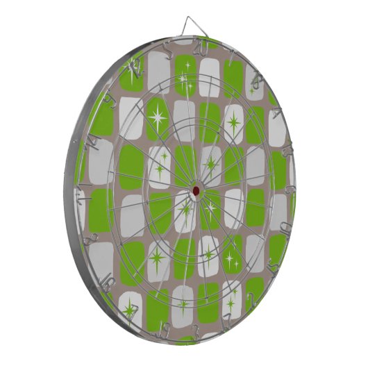 Retro Green en White Starbursts Dartboard Dartbord (Voorkant Links)