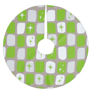 Retro Green en White Starbursts Tree Skirt Kerstboom Rok