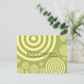 Retro Green en Yellow Circles Recipcard Briefkaart (Staand voorkant)