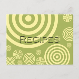 Retro Green en Yellow Circles Recipcard Briefkaart