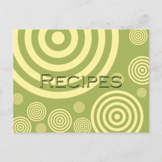 Retro Green en Yellow Circles Recipcard Briefkaart (Voorkant)