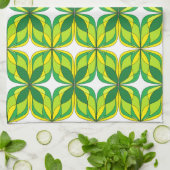 Retro Green en Yellow Design Towel Theedoek (Gevouwen)